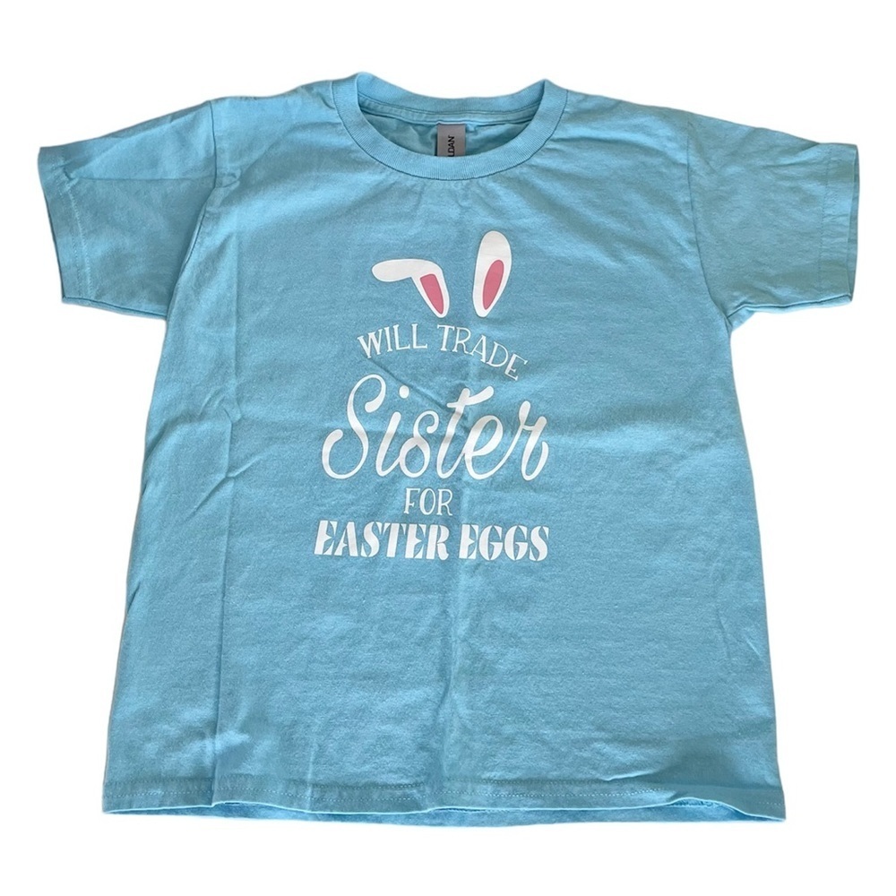 Gildan 100% Heavy Cotton Blue Easter Graphic T-Shirt Youth size XS - Picture 13 of 13